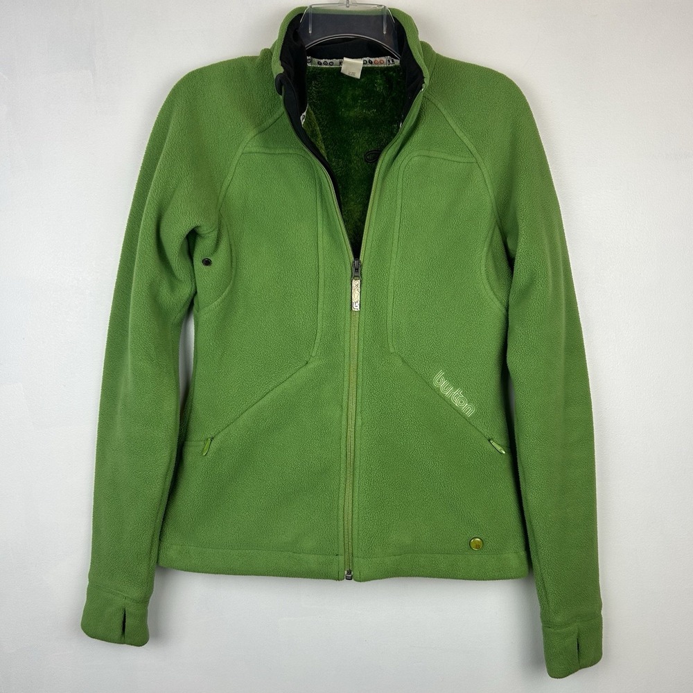 Burton Jacket Womens S Y2K Kelly Green Lined Snowboard Ski Fleece Cozy Zip Warm